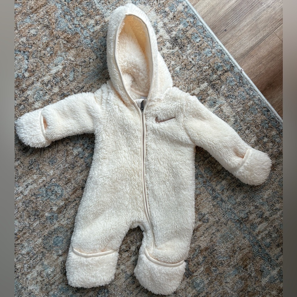 Nike Cream Sherpa Baby One-Piece Footie with Hood
